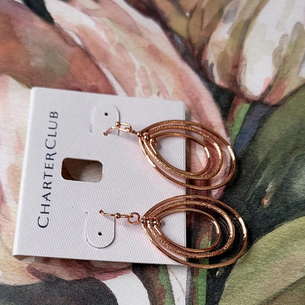 Hoop drop earings - Picture 3 of 4